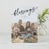 '恵み'エレガントブラックタイポグラフィのスクリプト シーズンカード (スタンド正面)