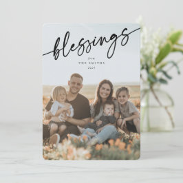 '恵み'エレガントブラックタイポグラフィのスクリプト シーズンカード