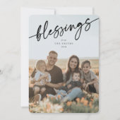 '恵み'エレガントブラックタイポグラフィのスクリプト シーズンカード (正面)