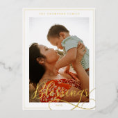 恵みエレガント台本の書道の家族の写真 箔シーズンカード (正面)