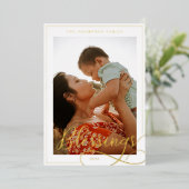 恵みエレガント台本の書道の家族の写真 箔シーズンカード (立ち正面)