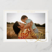 恵みエレガント台本の書道の家族の写真 箔シーズンカード (正面)