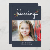 恵みシンプルクリスマスフォトカード | ブルー シーズンカード (正面/裏面)