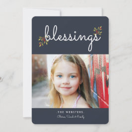 恵みシンプルクリスマスフォトカード | ブルー シーズンカード