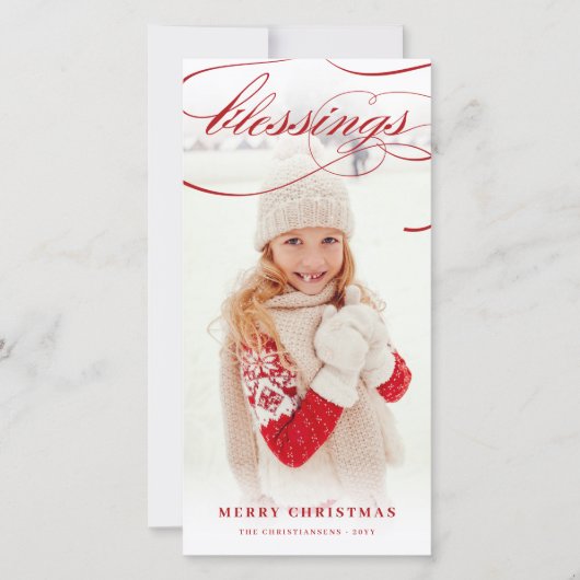 恵みスクリプト宗教的なクリスマスのエレガント写真 シーズンカード (正面)
