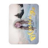 恵みフェイク金ゴールドスクリプトホリデークリスマスフォト マグネット (縦)