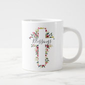 恵みフローラ水彩宗教十字架 ジャンボコーヒーマグカップ (右)