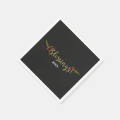 恵みブラック金ゴールド&レッドクリスマスホリデーパーティー スタンダードカクテルナプキン (角)