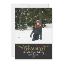 恵みブラック金ゴールド&レッドクリスマスホリデーフォト