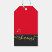 恵みブラック金ゴールド&レッドクリスマスホリデー ギフトタグ (裏面)