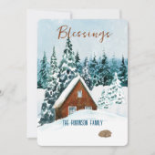 恵みブルーウォーターカラー冬の風景クリスマス シーズンカード (正面)