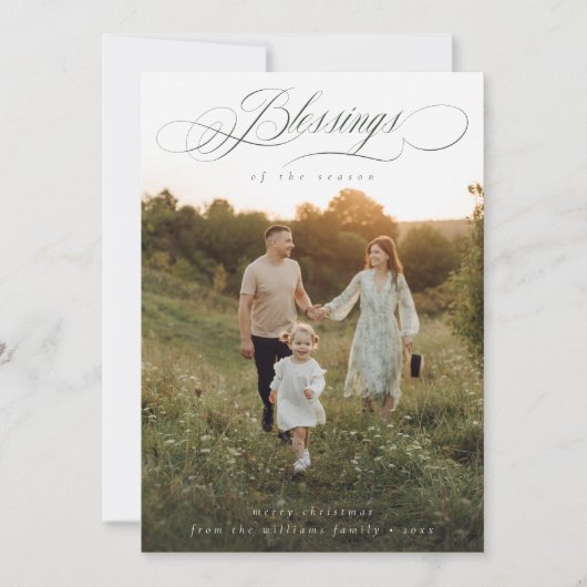 恵みミニマル家族写真クリスマスカード シーズンカード (正面)