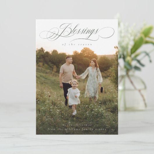 恵みミニマル家族写真クリスマスカード シーズンカード (スタンド正面)