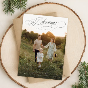 恵みミニマル家族写真クリスマスカード シーズンカード