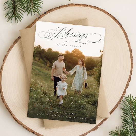恵みミニマル家族写真クリスマスカード シーズンカード