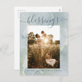 恵みモダンブルーウォーター色クリスマスホリデー シーズンポストカード (正面/裏面)