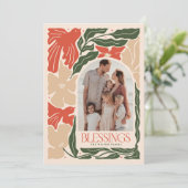 恵みレッドバードボタニカル2フォトクリスマス シーズンカード (スタンド正面)