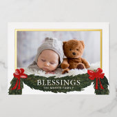 恵み宗教的なクリスマスフォト 箔シーズンカード (正面)