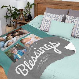 恵み数 |家族の写真コラージュ フリースブランケット