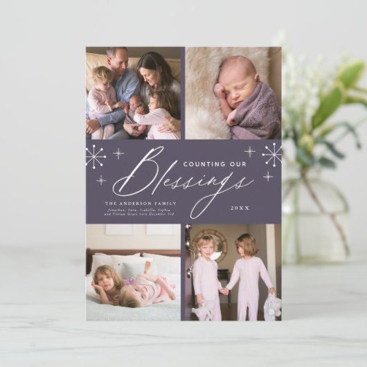 恵み新生児4フォトクリスマスホリデーカード シーズンカード (スタンド正面)