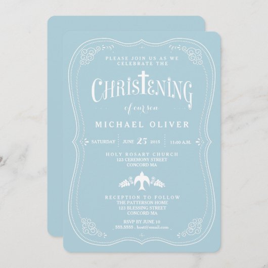 恵み男の赤ちゃん《キリスト教》洗礼式や命名式招待状 招待状 (正面/裏面)