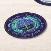 恵み、平和、喜び、愛、幸せ、調和... ラウンドペーパーコースター (アングル)