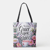 恵パーソナライズされたみの上の恵みキリスト教徒の女性 トートバッグ (裏面)