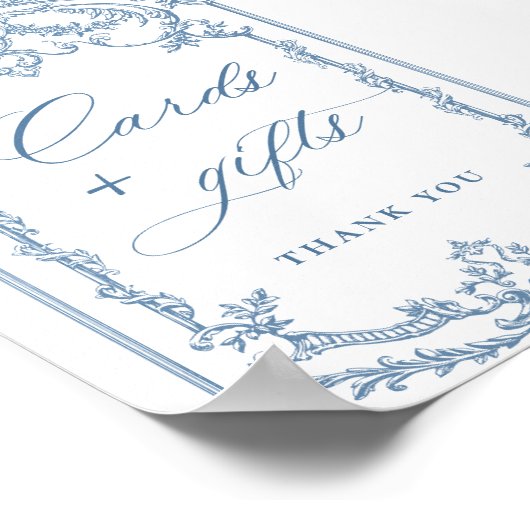 恵ビクトリアン華美みフローラ青いカードとギフト ポスター (角)