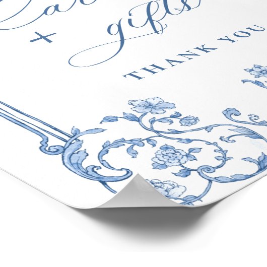 恵ビクトリアン華美みフローラ青いカードとギフト ポスター (角)