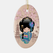 恵子こけし人形 – 青い着物の芸者 セラミックオーナメント (右)