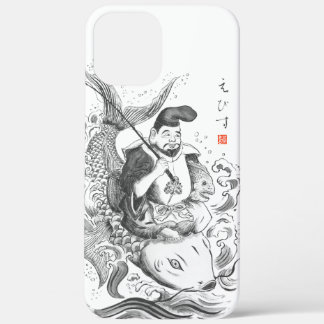 恵比寿 - 漁業と商売の神 (墨絵) iPhone 12 PRO MAX ケース