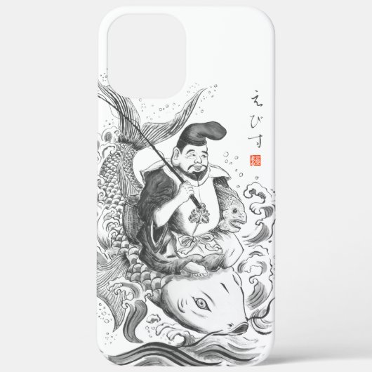 恵比寿 - 漁業と商売の神 (墨絵) Case-Mate iPhoneケース (裏面)