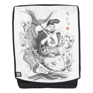恵比寿 - 漁業と商売の神 (水墨画) バックパック