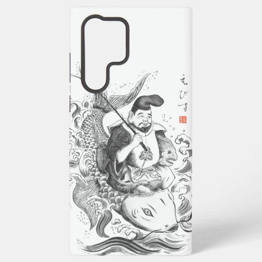 恵比寿 - 漁業と商売の神 (水墨画) SAMSUNG GALAXYケース (裏面)