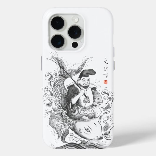 恵比寿 - 釣りと商業の神（墨絵） Case-Mate iPhoneケース (裏面)