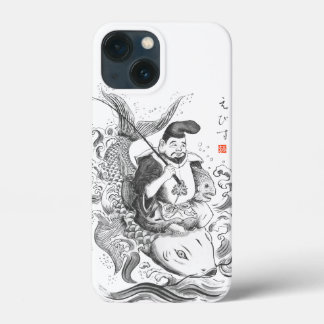 恵比寿 - 釣りと商業の神(墨絵) iPhone 13 MINIケース