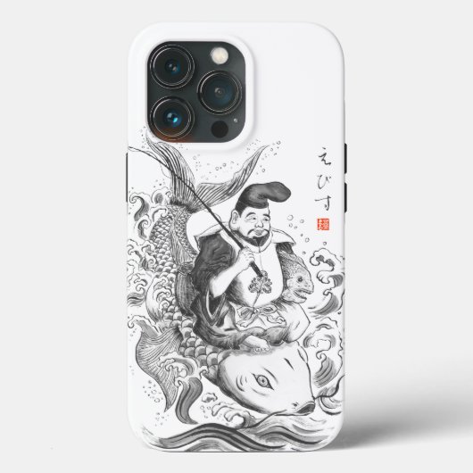 恵比寿 - 釣りと商業の神（墨絵） Case-Mate iPhoneケース (裏面)