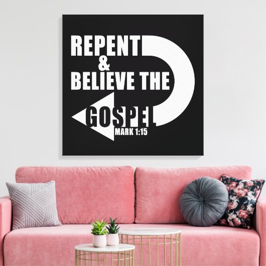 悔い改め信じと福音:イエス・キリスト教の信仰 キャンバスプリント (インサイチュ (リビング))