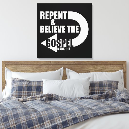 悔い改め信じと福音:イエス・キリスト教の信仰 キャンバスプリント (インサイチュ (寝室))
