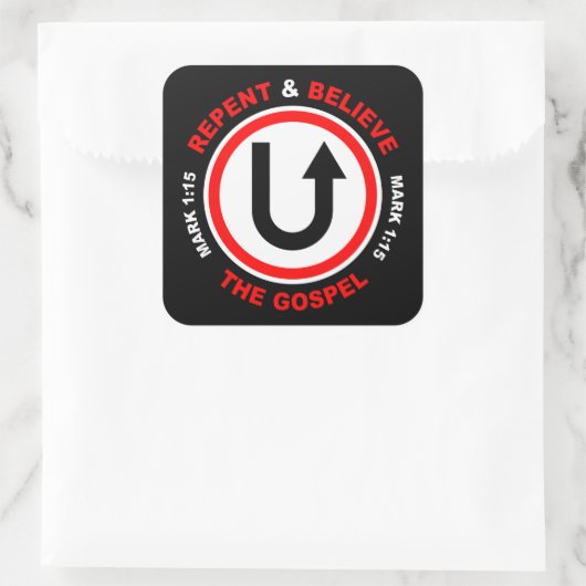 悔い改め信じと福音:イエス・キリスト教の信仰 スクエアシール (バッグ)