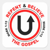 悔い改め信じと福音：イエス・キリスト教の信仰 スクエアシール (正面)