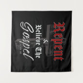 悔い改め信じと福音：キリスト教の信仰グラフ タペストリー (正面(横))