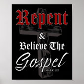 悔い改め信じと福音:キリスト教の信仰グラフ ポスター (正面)