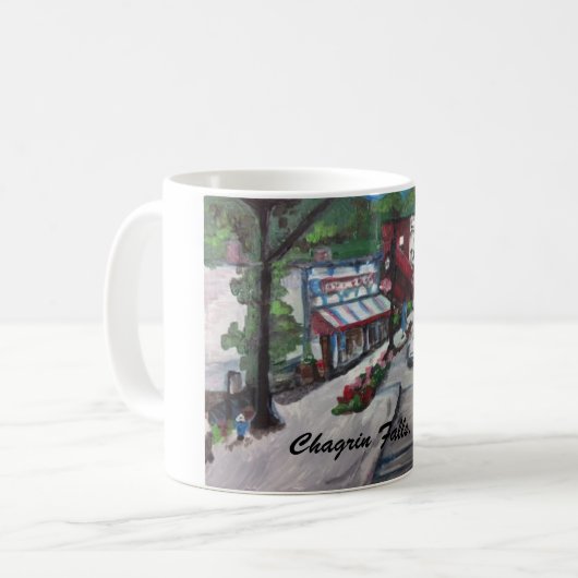 悔しさの滝、オハイオ州の通りの背景画のマグ コーヒーマグカップ (正面左)