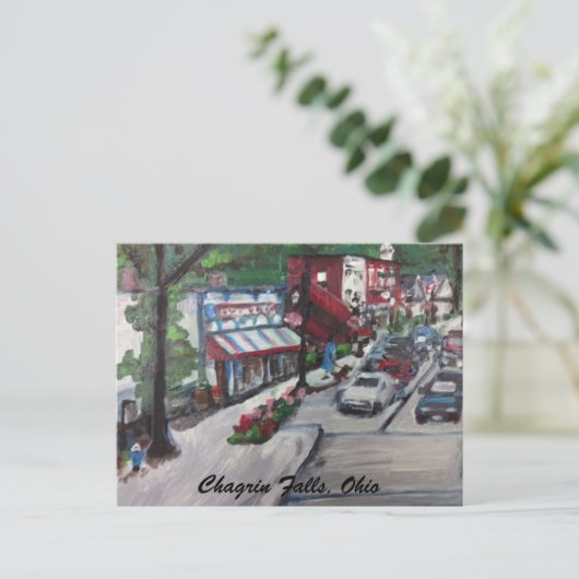 悔しさの滝、オハイオ州の通りの背景画の郵便はがき ポストカード (スタンド正面)