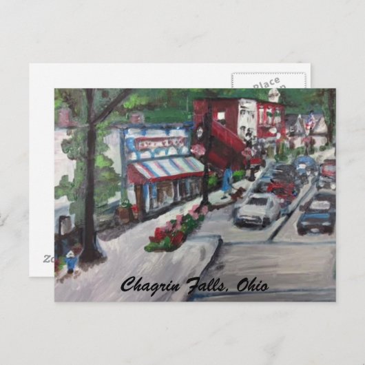 悔しさの滝、オハイオ州の通りの背景画の郵便はがき ポストカード (正面/裏面)