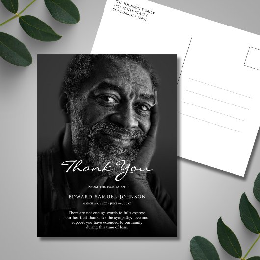 悔やみや弔慰ありがとうカスタムお葬儀写真 ポストカード