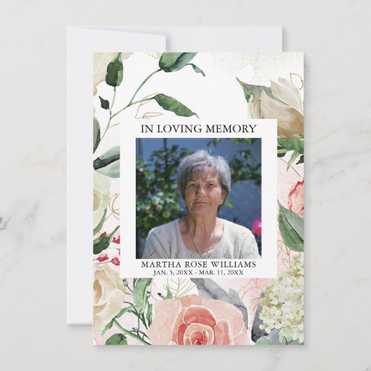 悔やみや弔慰ありがとう水の色フローラ詩の写真 サンキューカード (裏面)