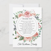 悔やみや弔慰ありがとう水の色フローラ詩の写真 サンキューカード (正面)