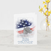 悔やみや弔慰ありがとう犬のタグのフラグのカード カード (黄色い花)